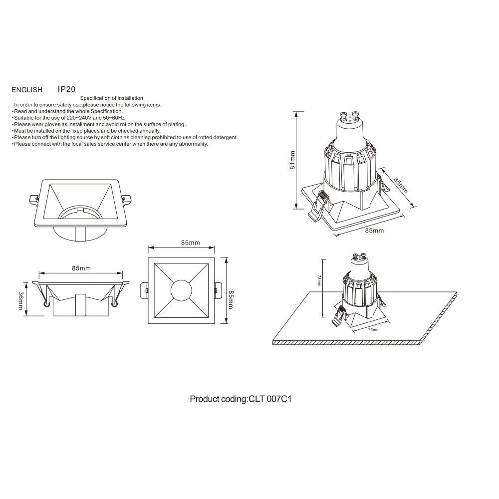Точечный светильник CLT 007C1 BL